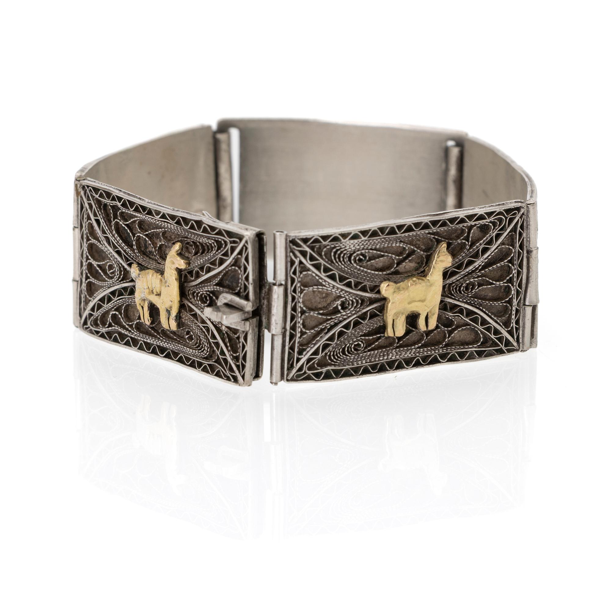Armband av silver med detaljer av guld, Sydamerika 1950/60-tal.