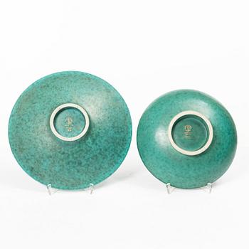 Wilhelm Kåge, An "Argenta" vas and three bowls, Gustavsberg.