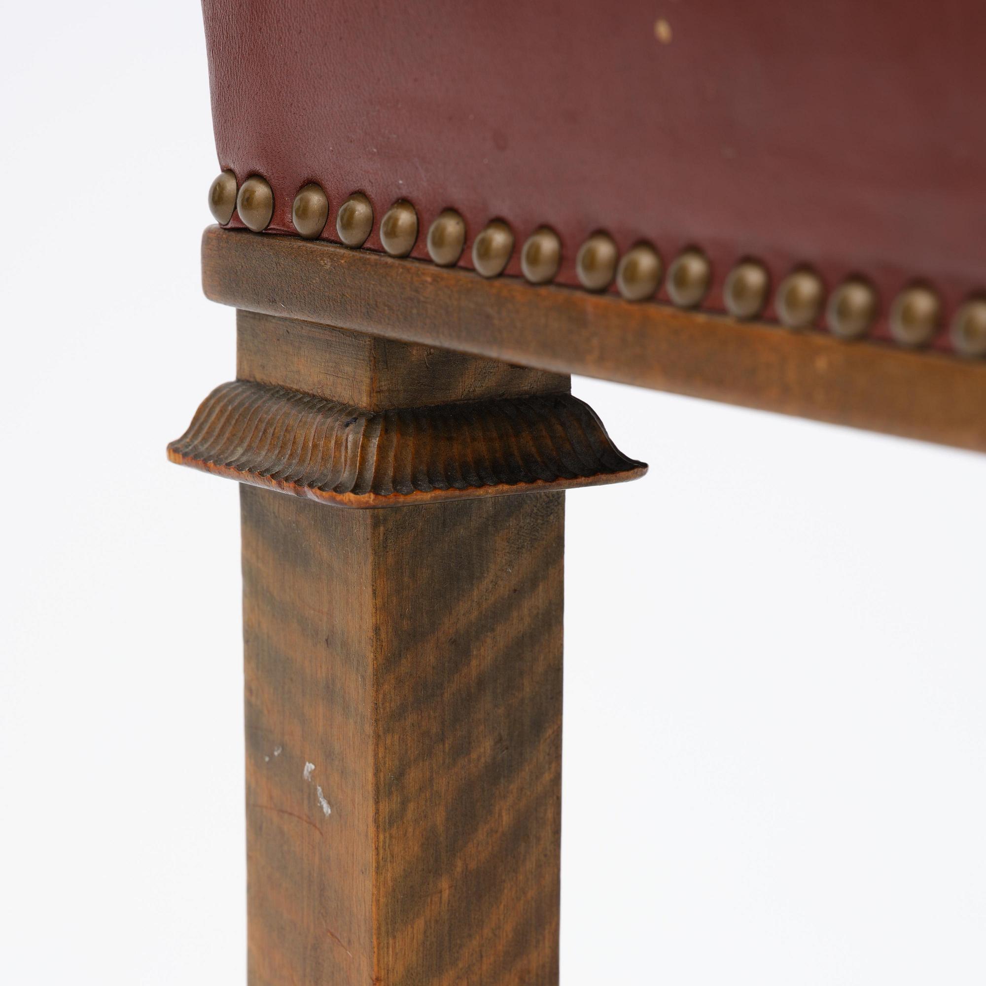 Axel Einar Hjorth, a "Caesar" stained birch and leather armchair, Nordiska Kompaniet, Sweden, 1929.