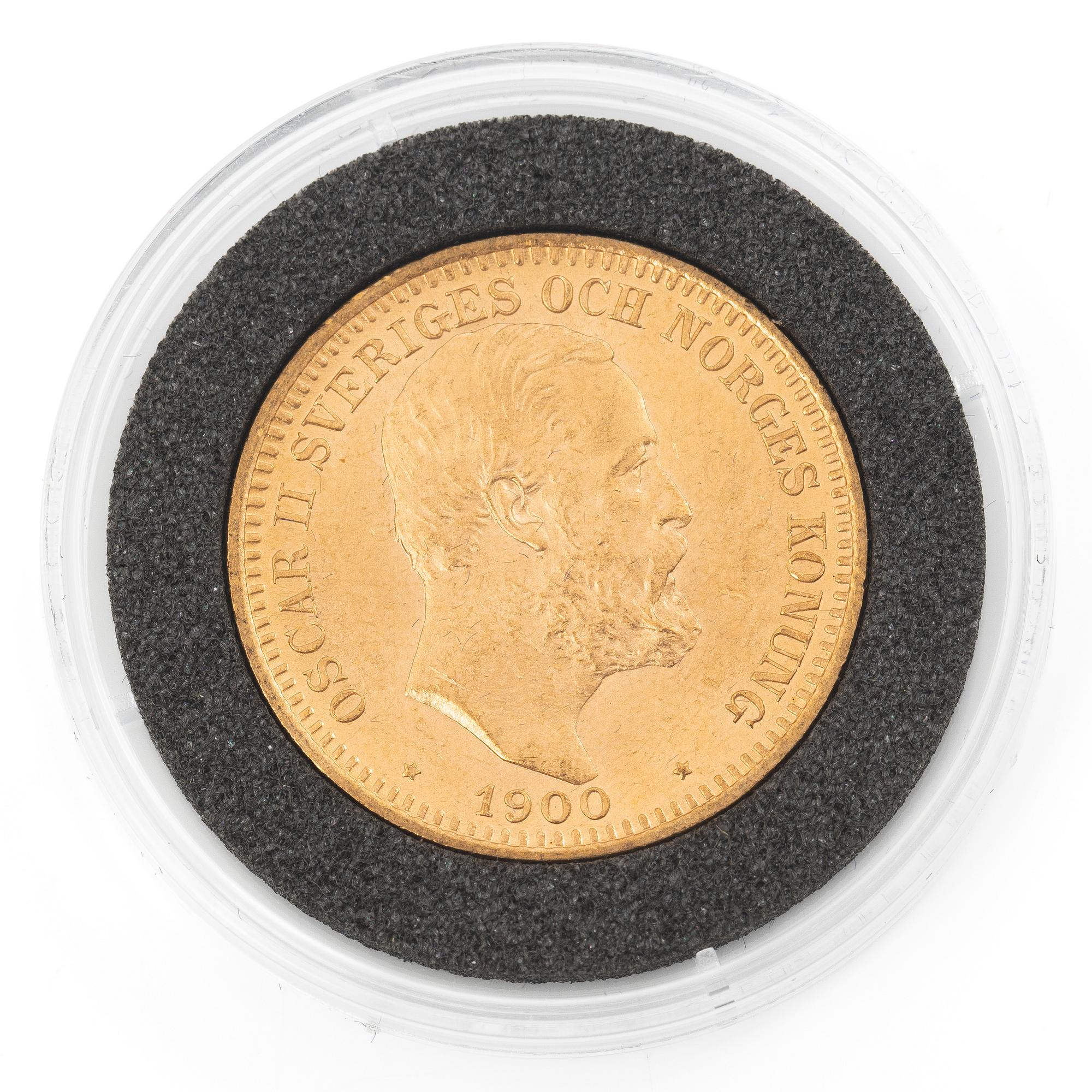 Gold coin, Sweden, Oscar II, 20 kronor, 1900.