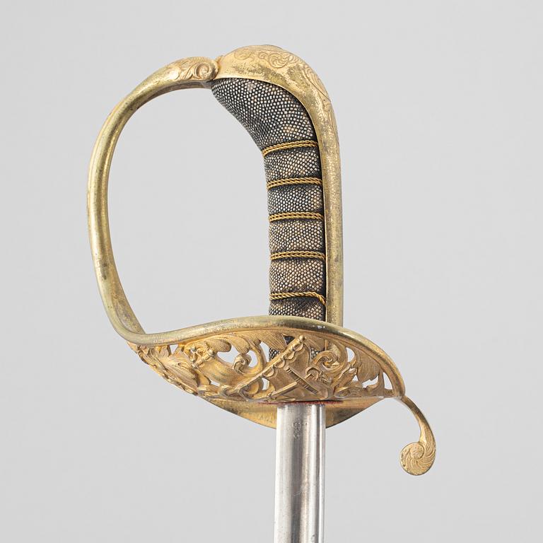 Saber, early 19th century, for an officer in the archipelago fleet (?), with scabbard.