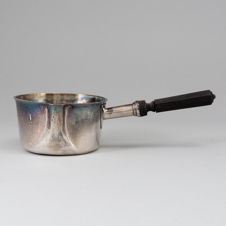 A silver brandy pan or saucepot by César Tonnelier, Paris 1845-1882.