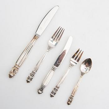 Johan Rohde, bestick 50 dlr "Konge/Achorn" sterlingsilver för Georg Jensen efter 1945.