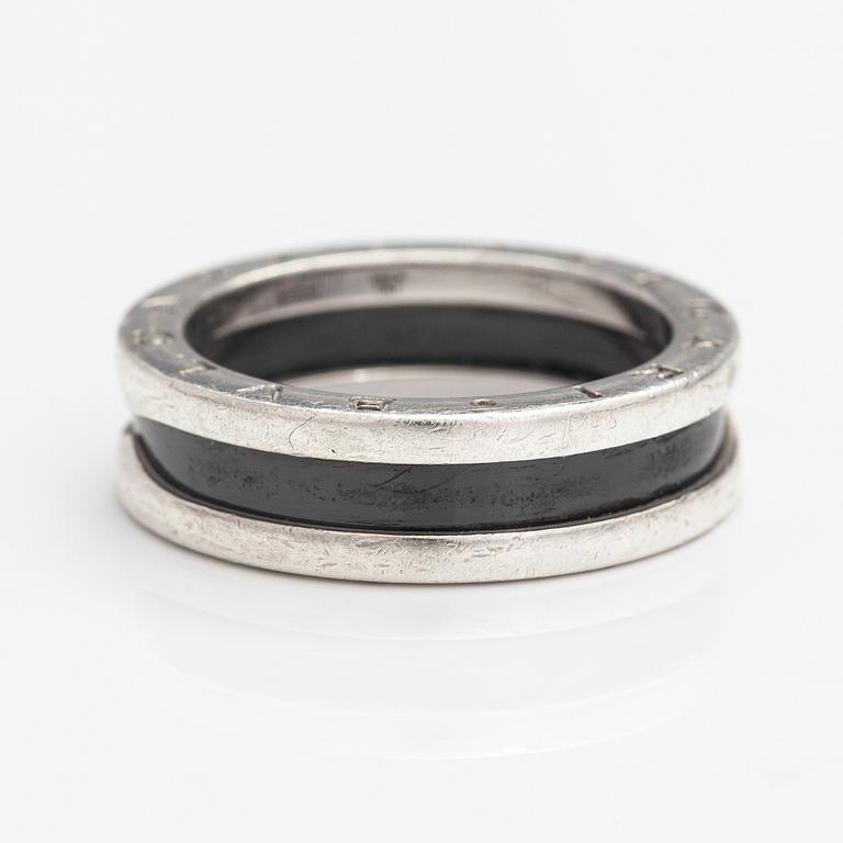 Bulgari, Ring, "Save the Children", sterlingsilver, keramisk dekor. Italien. Märkt N98E9P, Made in Italy.