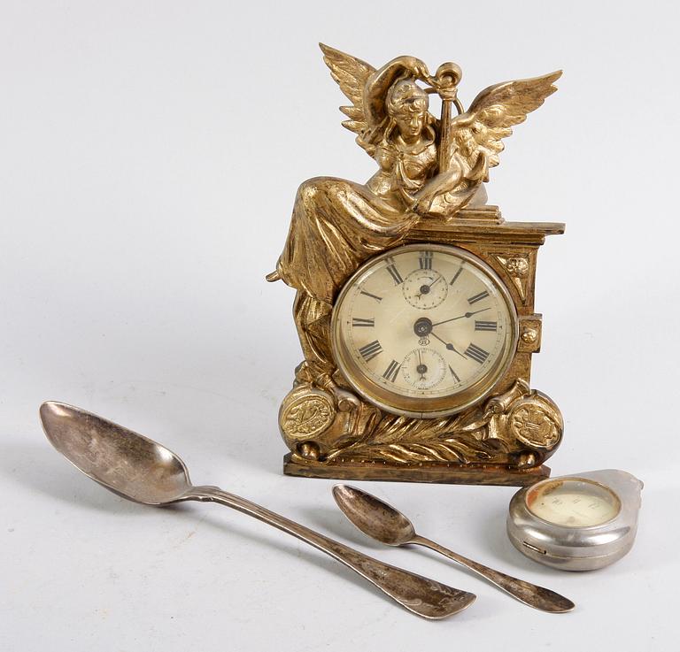 PARTI KLOCKOR SAMT SILVERSKEDAR, 4 delar, bla Nils Wendelius, Uppsala 1800-tal.