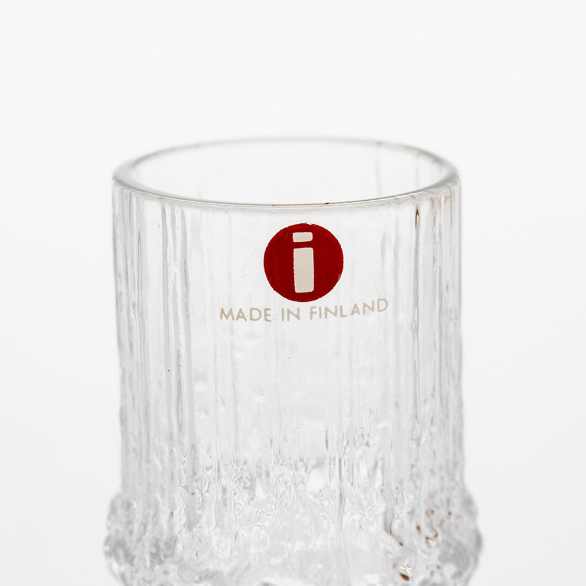 Tapio Wirkkala, snapsilaseja, 6 kpl, "Niva", alkuperäisessä laatikossa. Iittala.