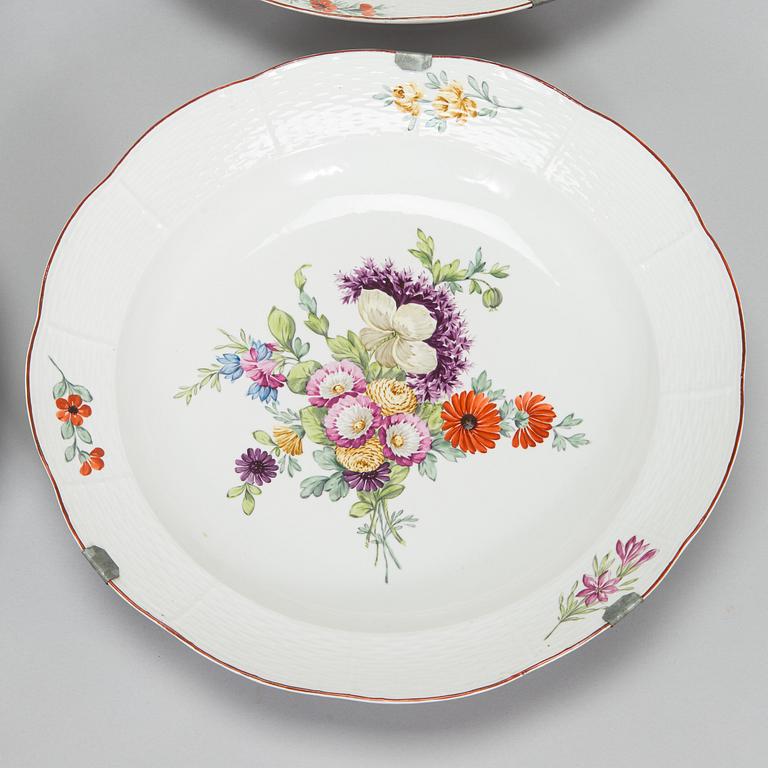 Four 18th-century porcelain dishes, Imperial porcelain manufactory, period of Empress Elisabeth I, Saint Petersburg.