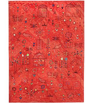 A carpet, Kilim, figural, c. 282 x 198 cm.