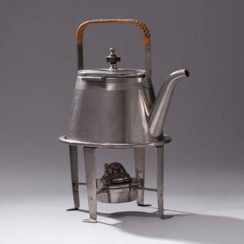 TEKANNA på RECHAUD, förnicklad mässnig, WMF, Tyskland,  1900-talets  början.