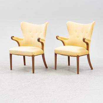 A apir of Swedish Modern armchairs, 1940's.