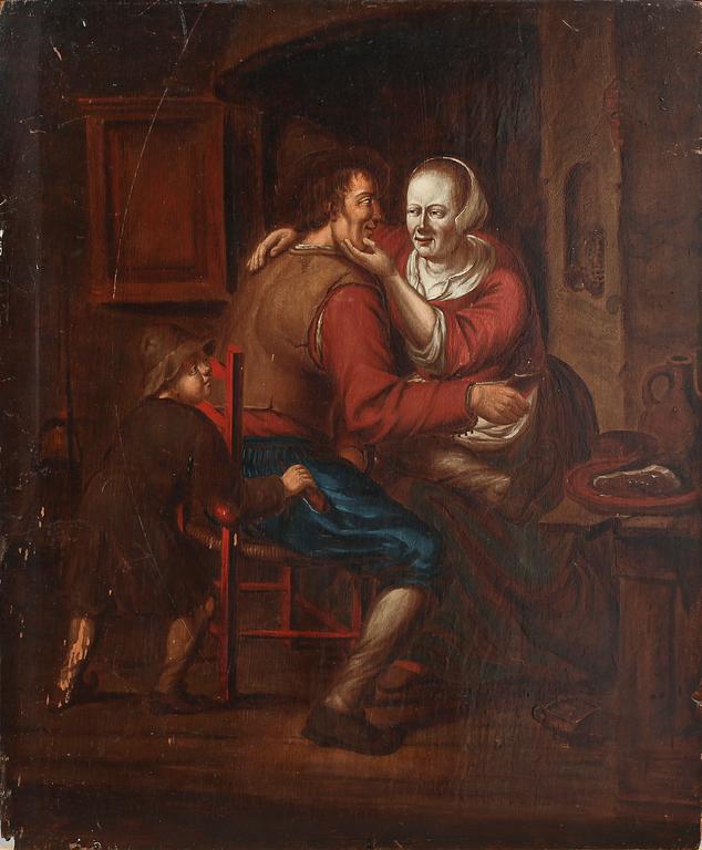 OKÄND KONSTNÄR, olja på pannå, ej sign, 1800-tal.