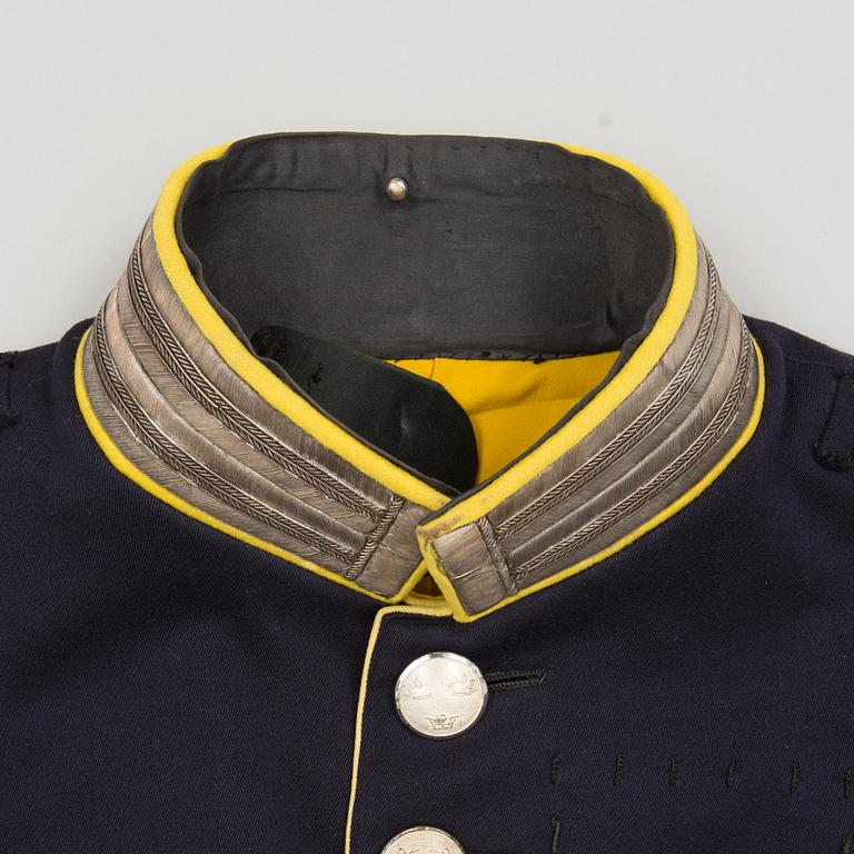 a Swedish early 20th Century four piece Swedish military uniform for captain at Svea Livgarde in Stockholm.