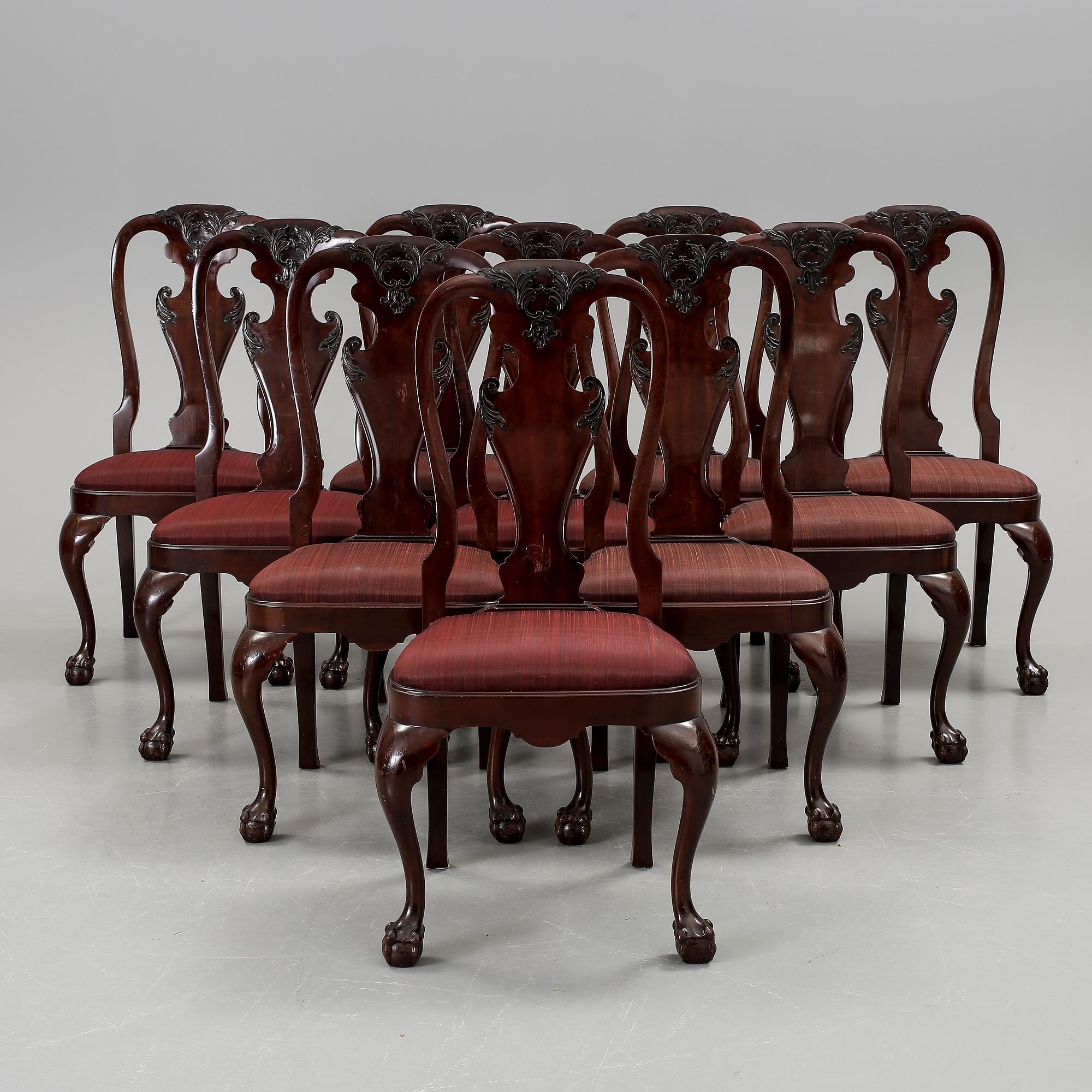 MATSALSMÖBLEMANG, 13 delar, senbarockstil, AB Mobilia, Malmö, 1900-talets första hälft.