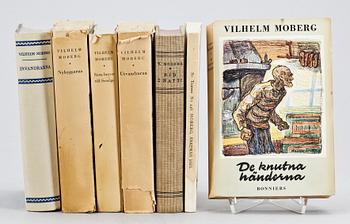 BOKPARTI, 7 delar, Wilhelm Moberg, bla "Utvandrareposet", första tryckåren 1951-59.