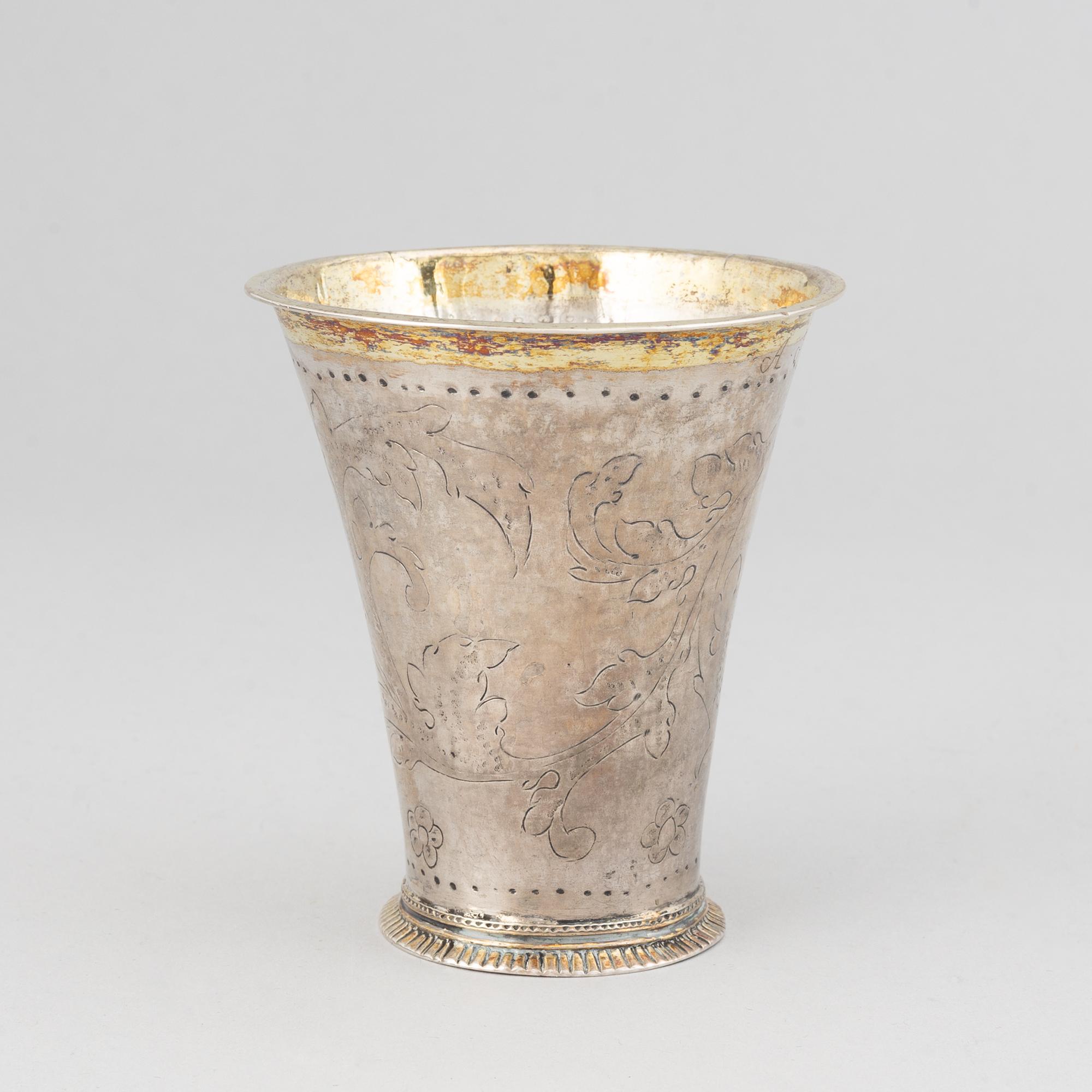 A Swedish 18th century parcel-gilt silver beaker, maker's mark Johan Pettersson Berg, LNorrköping, 1763.