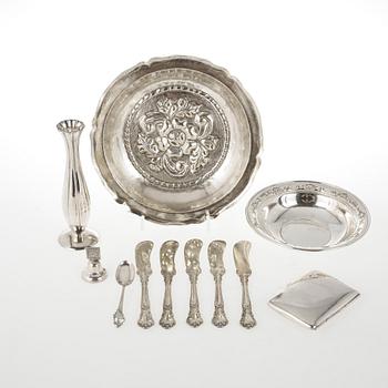 PARTI SILVER, 10 delar,  bland annat Gorham sterlingsilver. Totalvikt ca 506 gram.