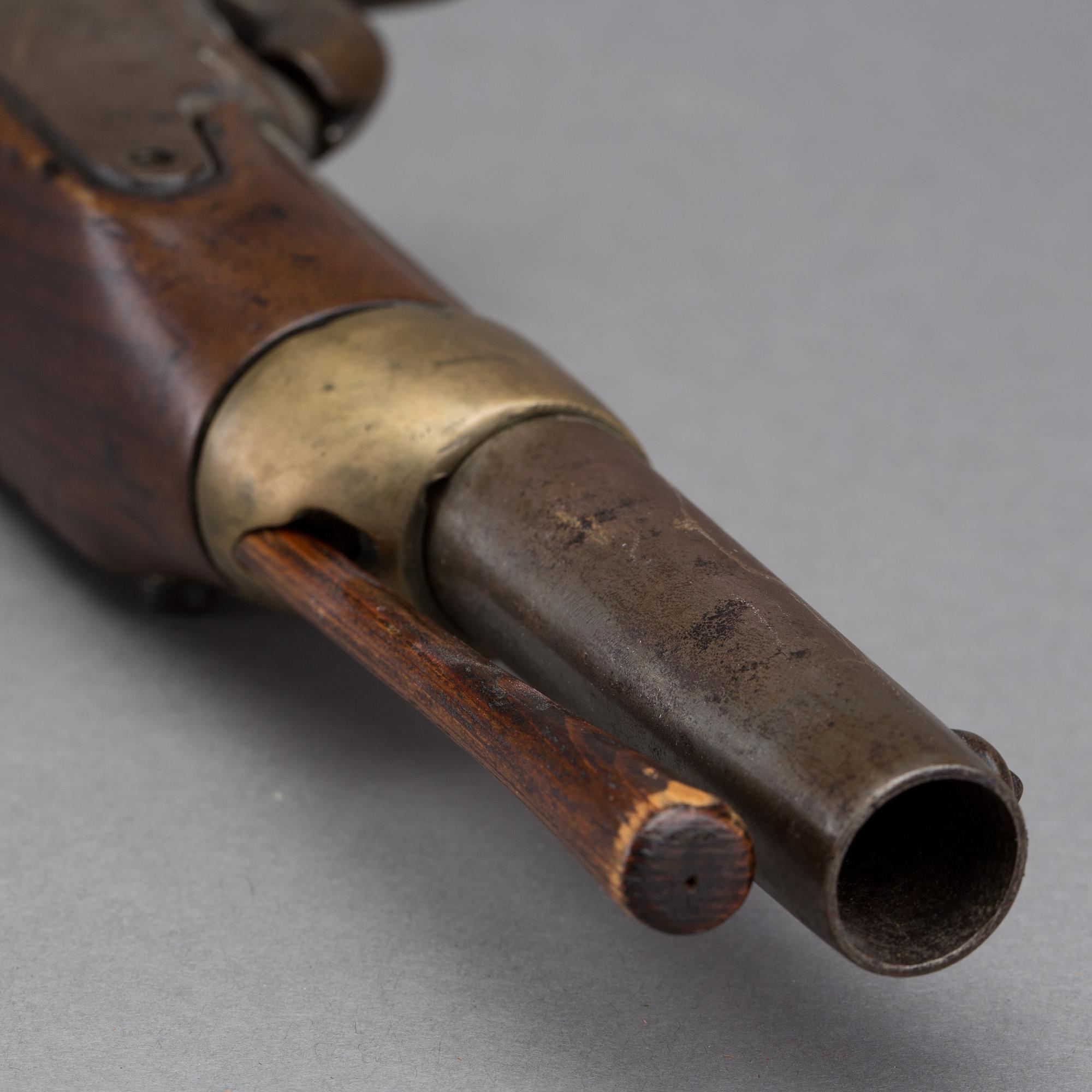 SLAGLÅSPISTOL MED LADDSTOCK, 1800-TAL.
