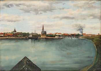 OKÄND KONSTNÄR, olja på duk, "Falkenberg", 1800-talets senare del.