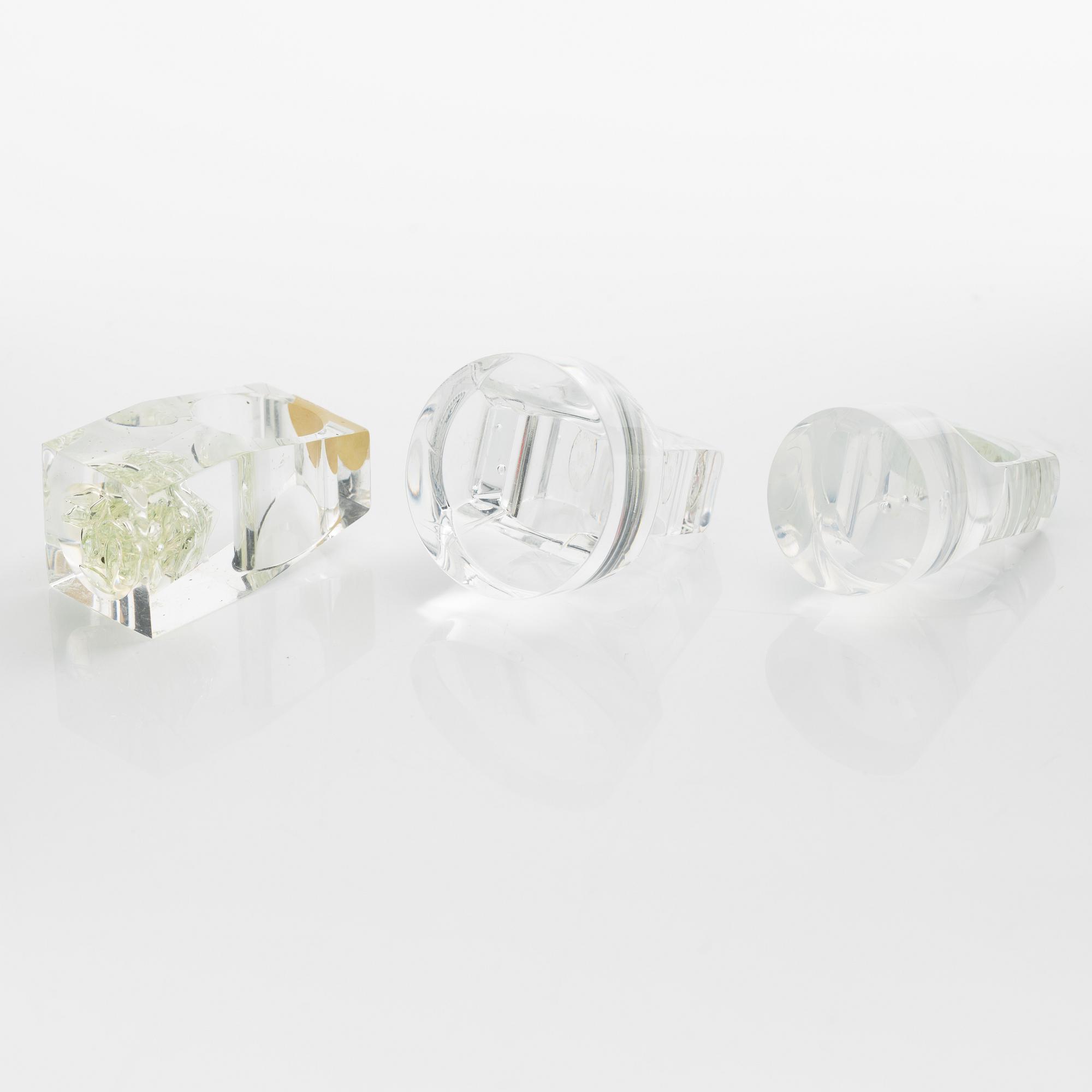 Siv Lagerström, three acrylic rings, 1970s.