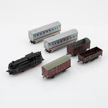 A Fleischmann tin plate scale model railway, U.S. zone, Germany, 1940s.