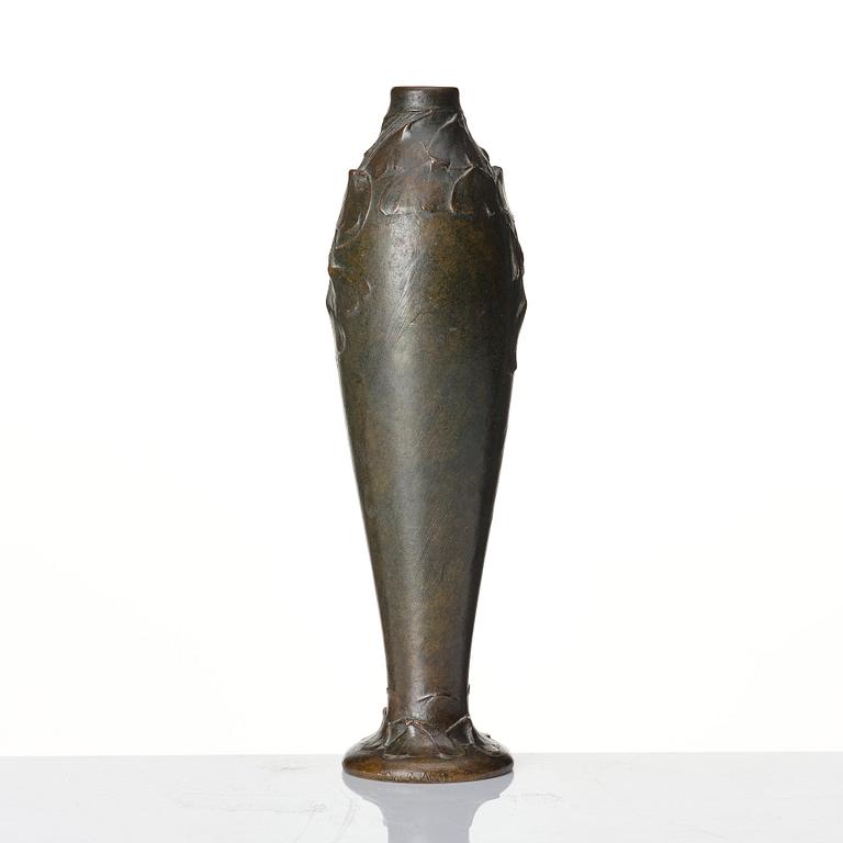 Hugo Elmqvist, & Elsa Kock, an Art Nouveau patinated bronze vase, Stockholm.