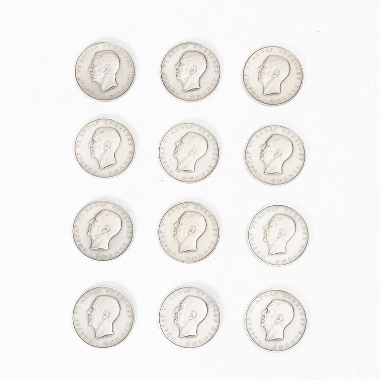 Medals, 12 pcs, silver, Sporrong, Stockholm 1937-1963.
