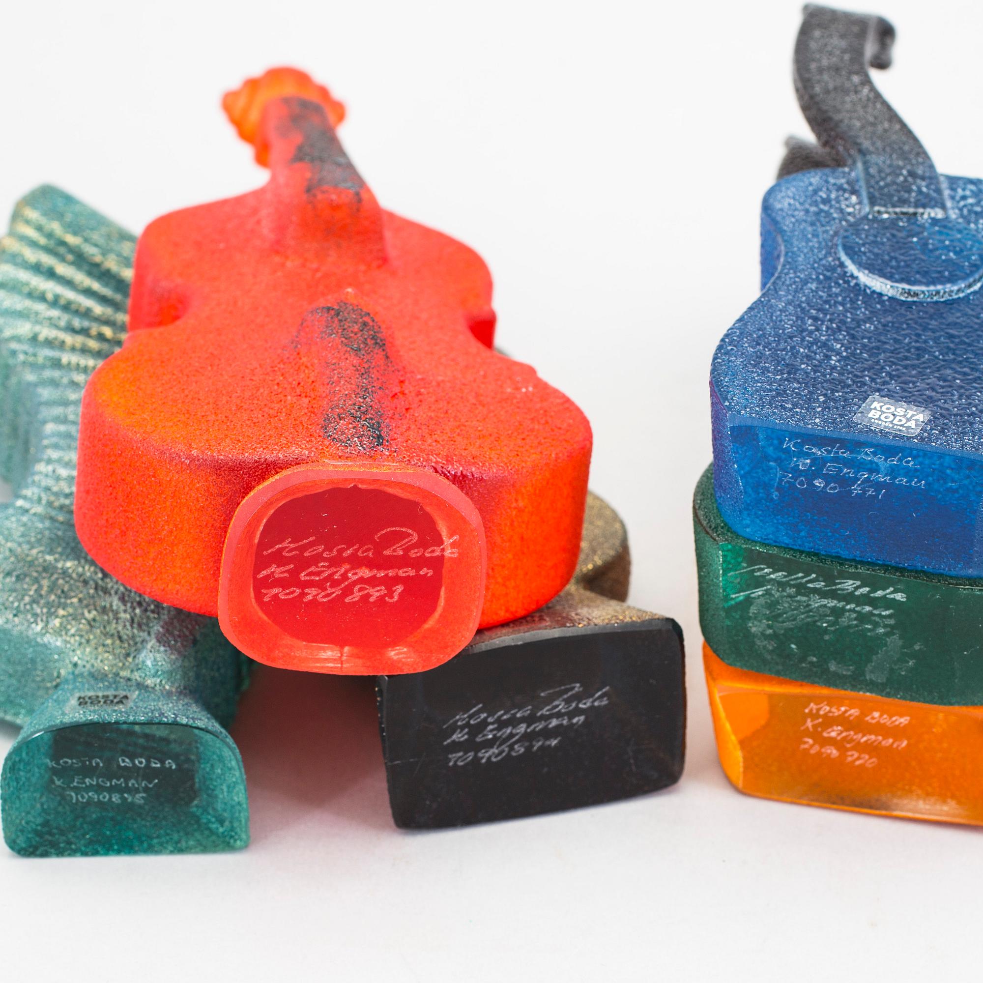 KJELL ENGMAN, 6 glass sculptures "The Band", Kosta Boda.