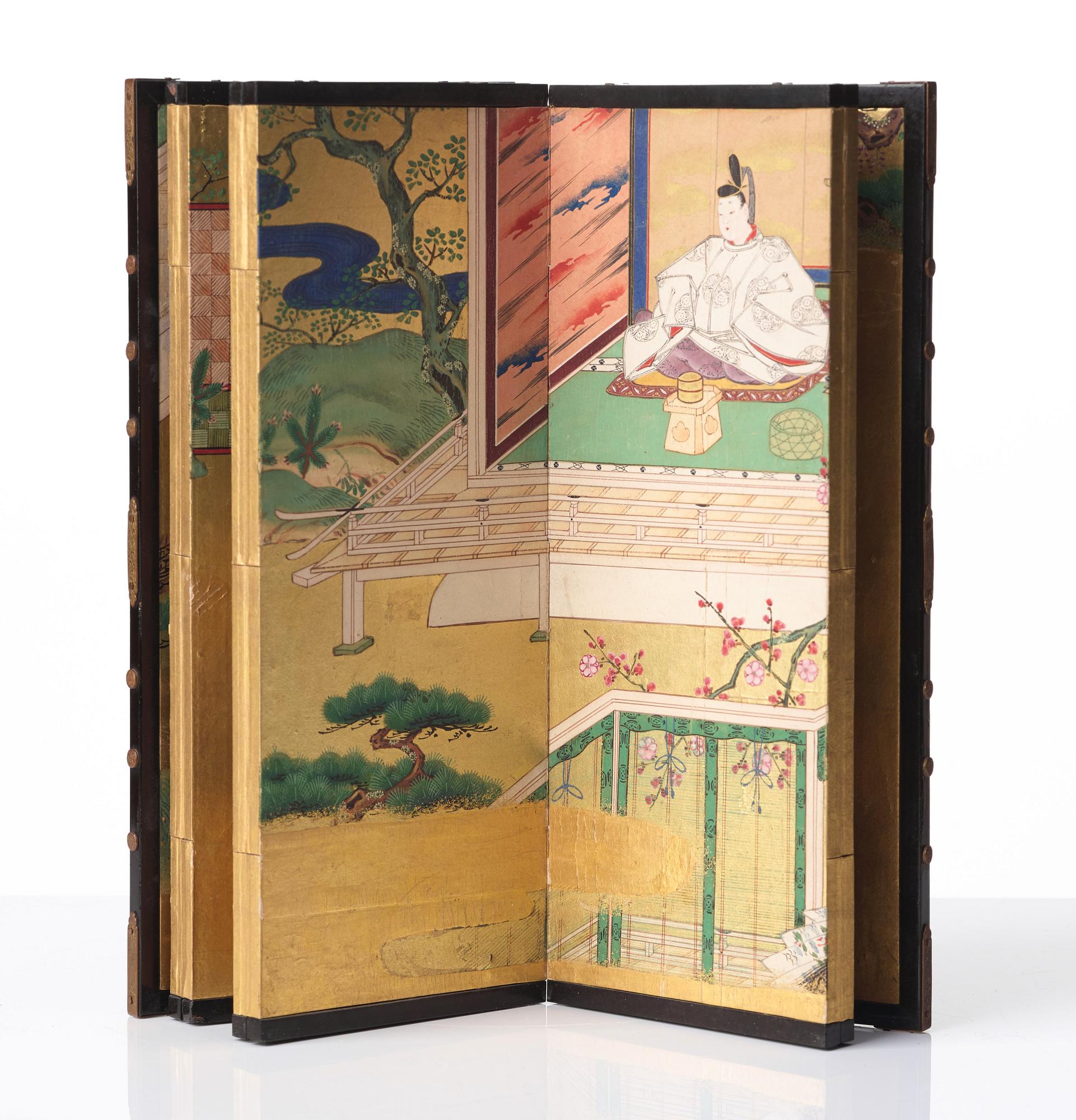 SKÄRM, åtta delad. Japan, Meiji (1868-1912).