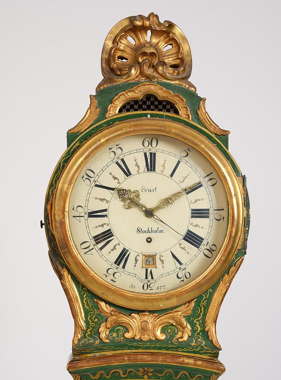 A rococo longcase clock by P. Ernst (watchmaker in Stockholm 1753-84).
