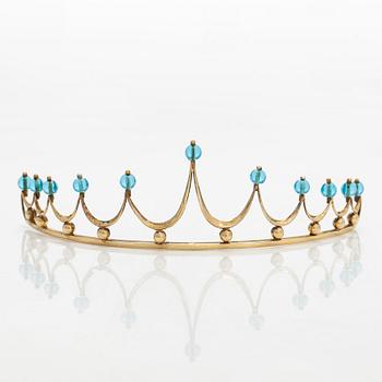 A gilded sterling silver tiara with topazes.