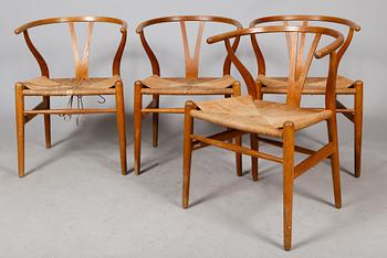 KARMSTOLAR, 4 st, "Y-stolen", Hans J Wegner, Carl Hansen & Söner, Odense.