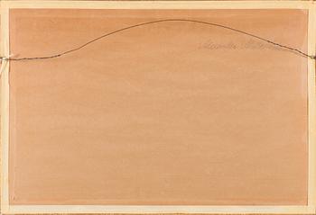 Aleksanteri Ahola-valo, linoleum cut and gouache, monogram signed.