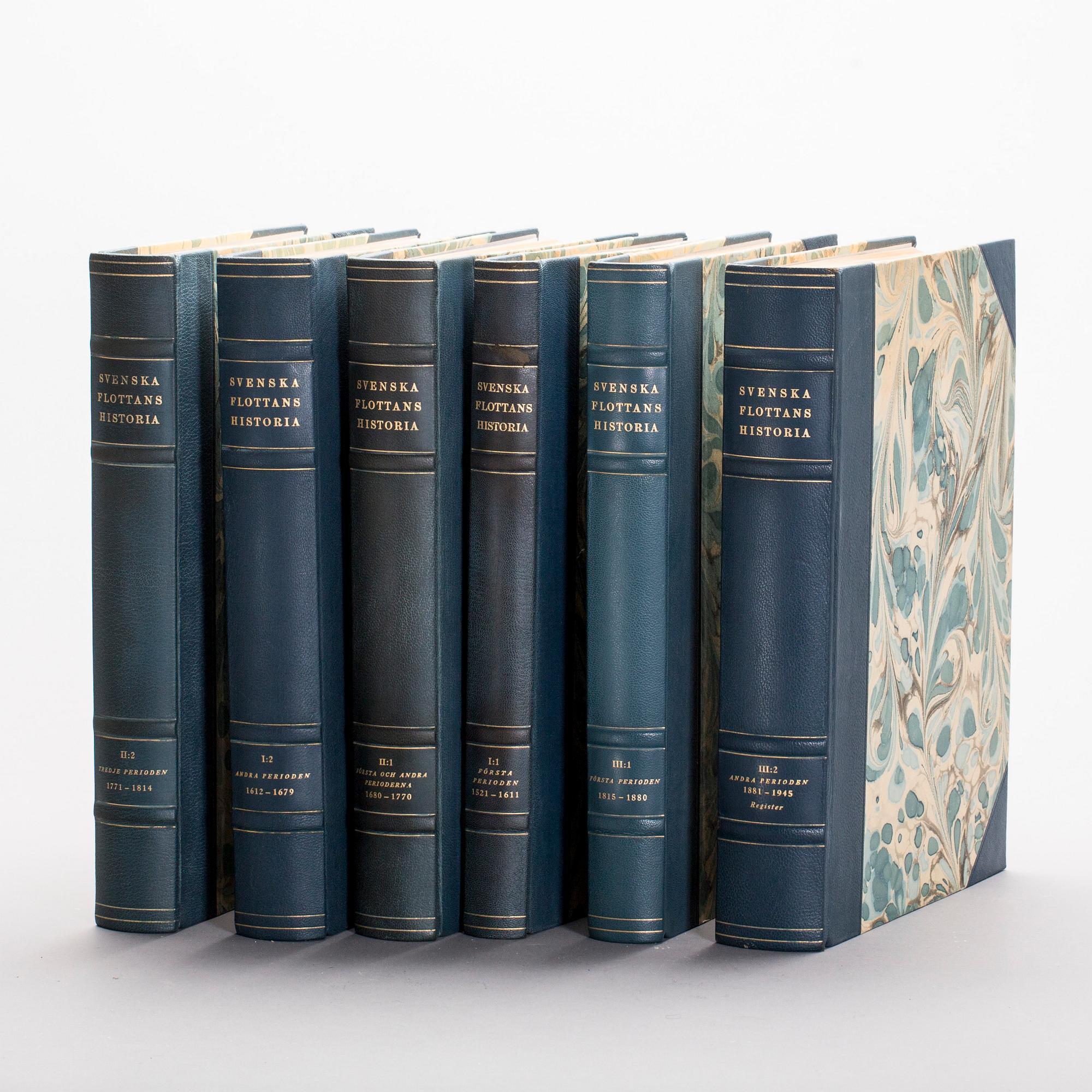 BÖCKER, 6 vol, "Svenska flottans historia", Alhems förlag Malmö 1945.