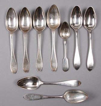 SILVERSKEDAR, 9 st, bl a Magnus Stenberg, Andreas Silfverberg, Ystad, 1800-tal.