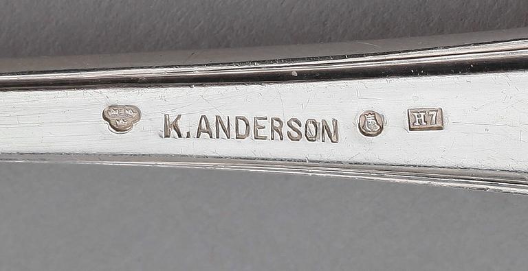 BESTICK, 34 delar, silver, K Anderson, Stockholm 1910. Vikt ca 2677 g.