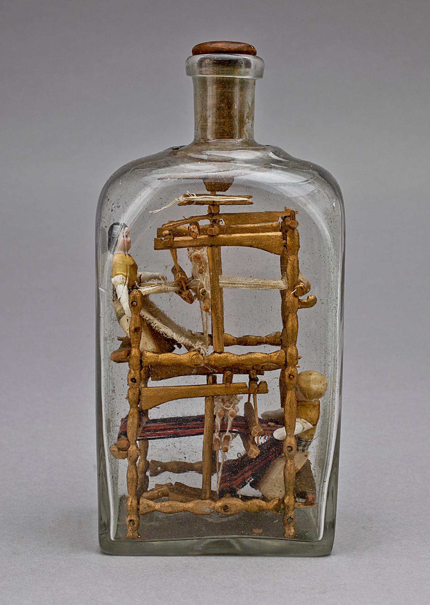 FLASKA MED SJÖMANSARBETE, 1800-tal.