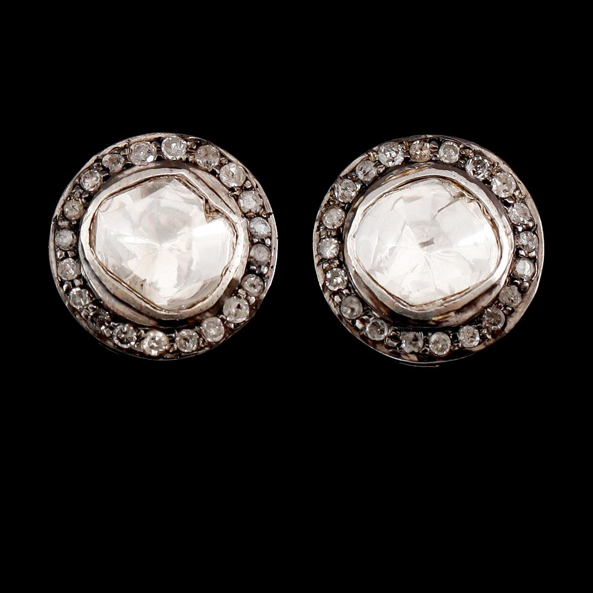 ÖRHÄNGEN, 1 par, 14 k guld och silver, diamanter tot ca 1.08 ct.