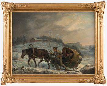 Robert Wilhelm Ekman, Winter journey with stagecoach.