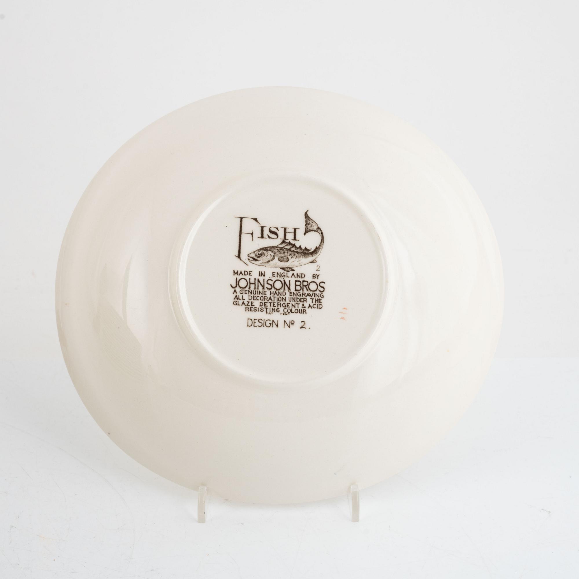 Fiskservis, 20 delar, flintgods, "Fish", Johnson Bros, England.