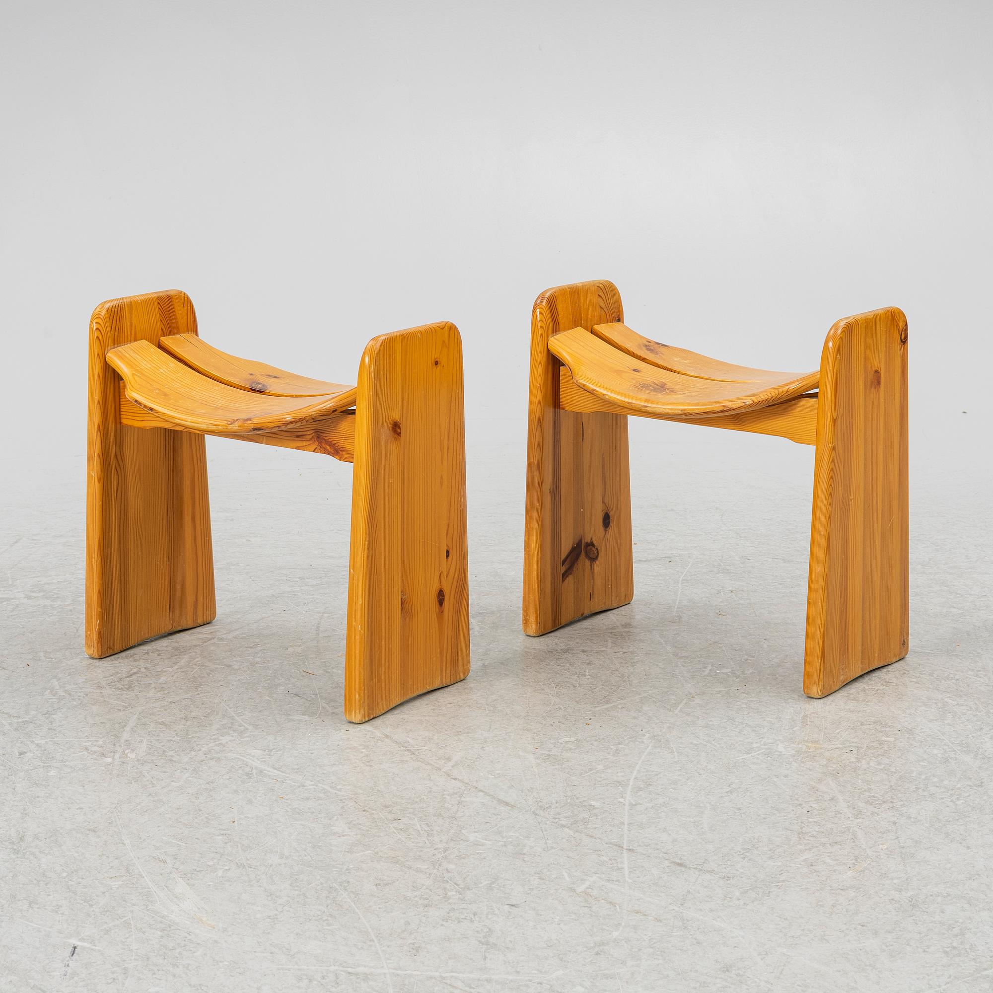 Gilbert Marklund, a pair of 'Jonte' stools, second half of the 20th century.