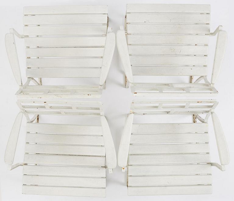 Carl Hörvik, a set of four garden chairs, possibly produced by Thulins vagnfabrik, Skillingaryd, Sweden.