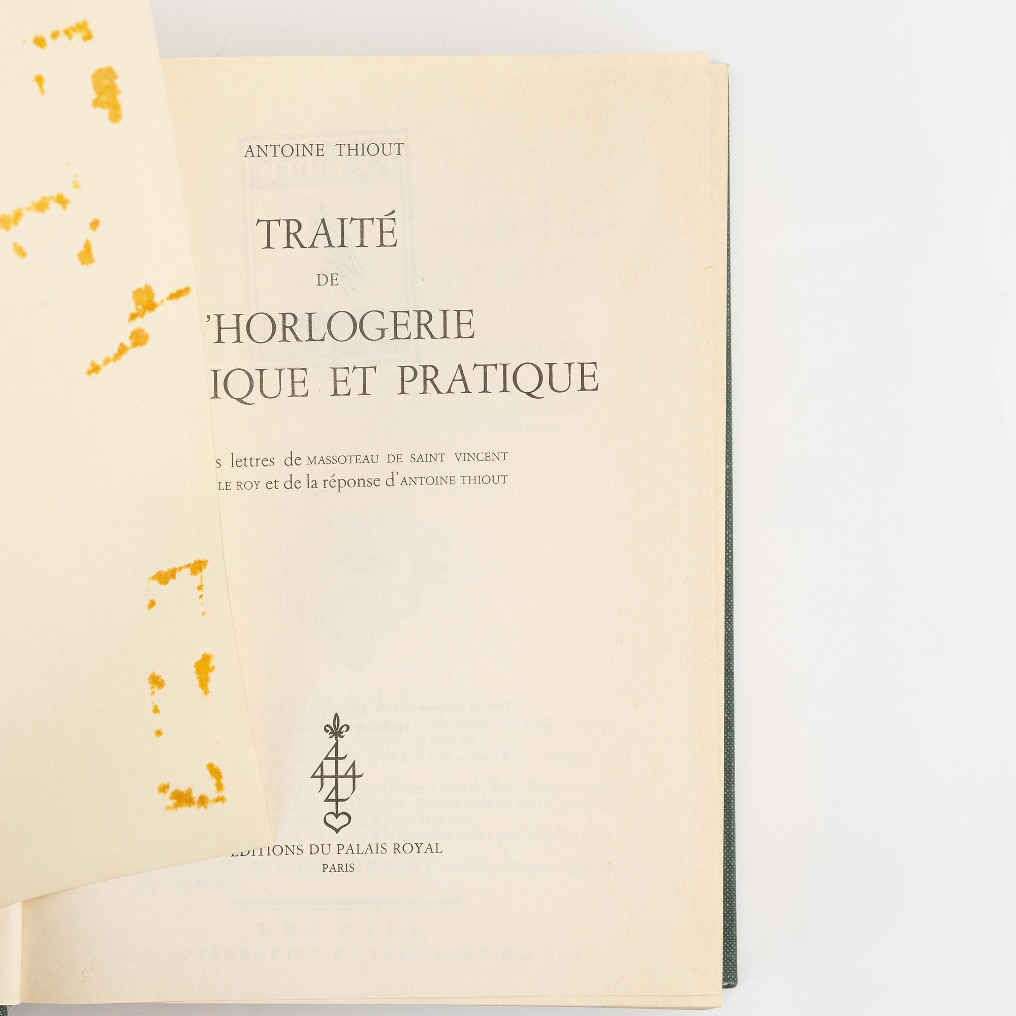 Facsimiles of books about clocks and watchmaking – 19 vols.