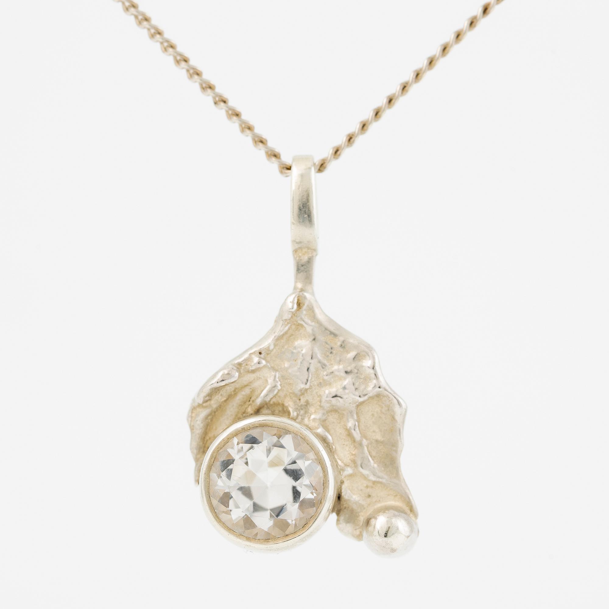 Necklace, Engelbert, sterling silver with rock crystal.
