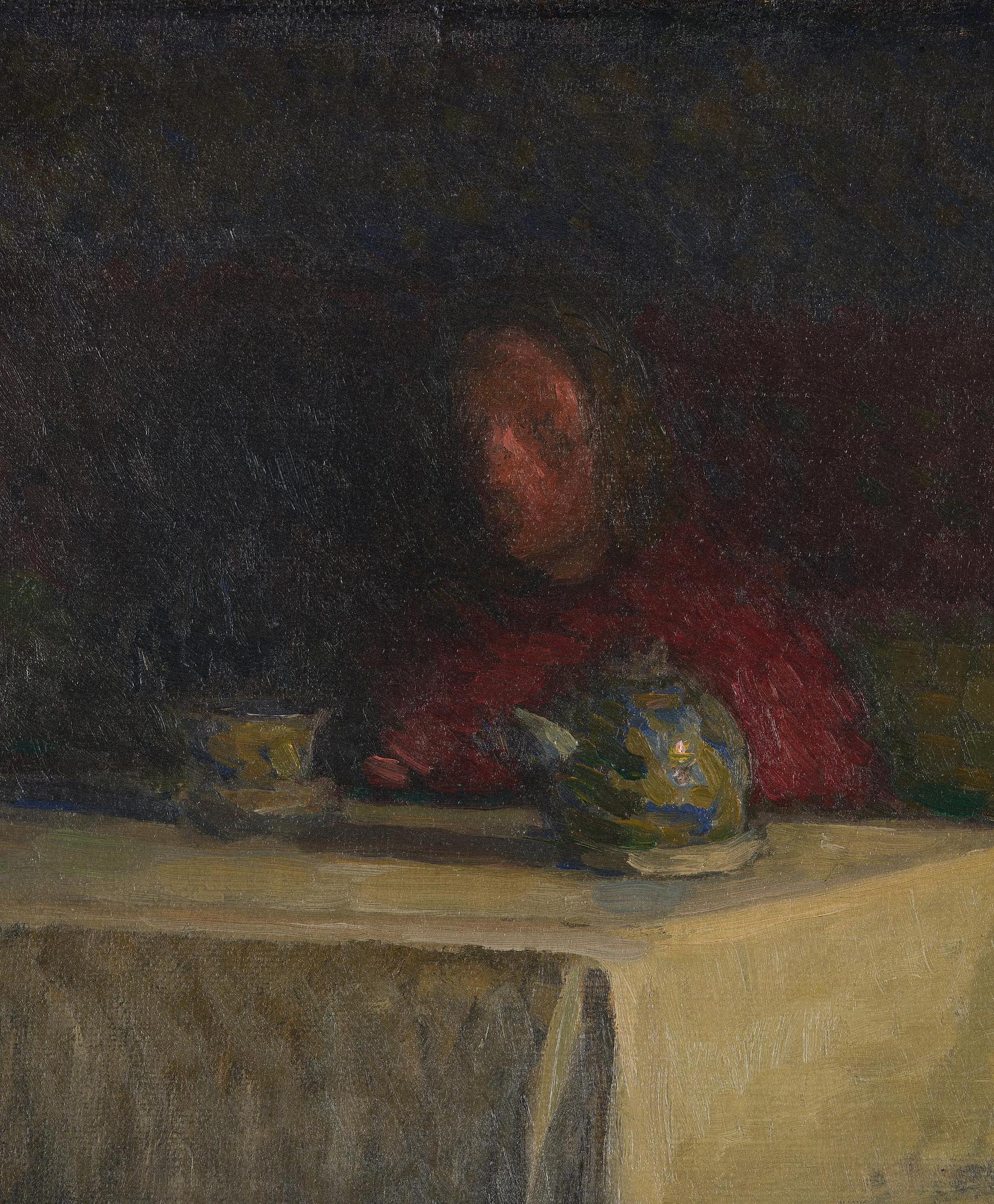 Björn Ahlgrensson, "Studie vid lampsken" ("Study by Lamplight"), Self-Portrait.