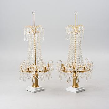 TABLE CHANDELIER, gustavian style, Sweden ca 1900, cutglas, gilt brass and bronze.