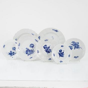 A 71-piece "Blue flower" porcelain dinner and coffee service, Royal Copenhagen, Denmark.