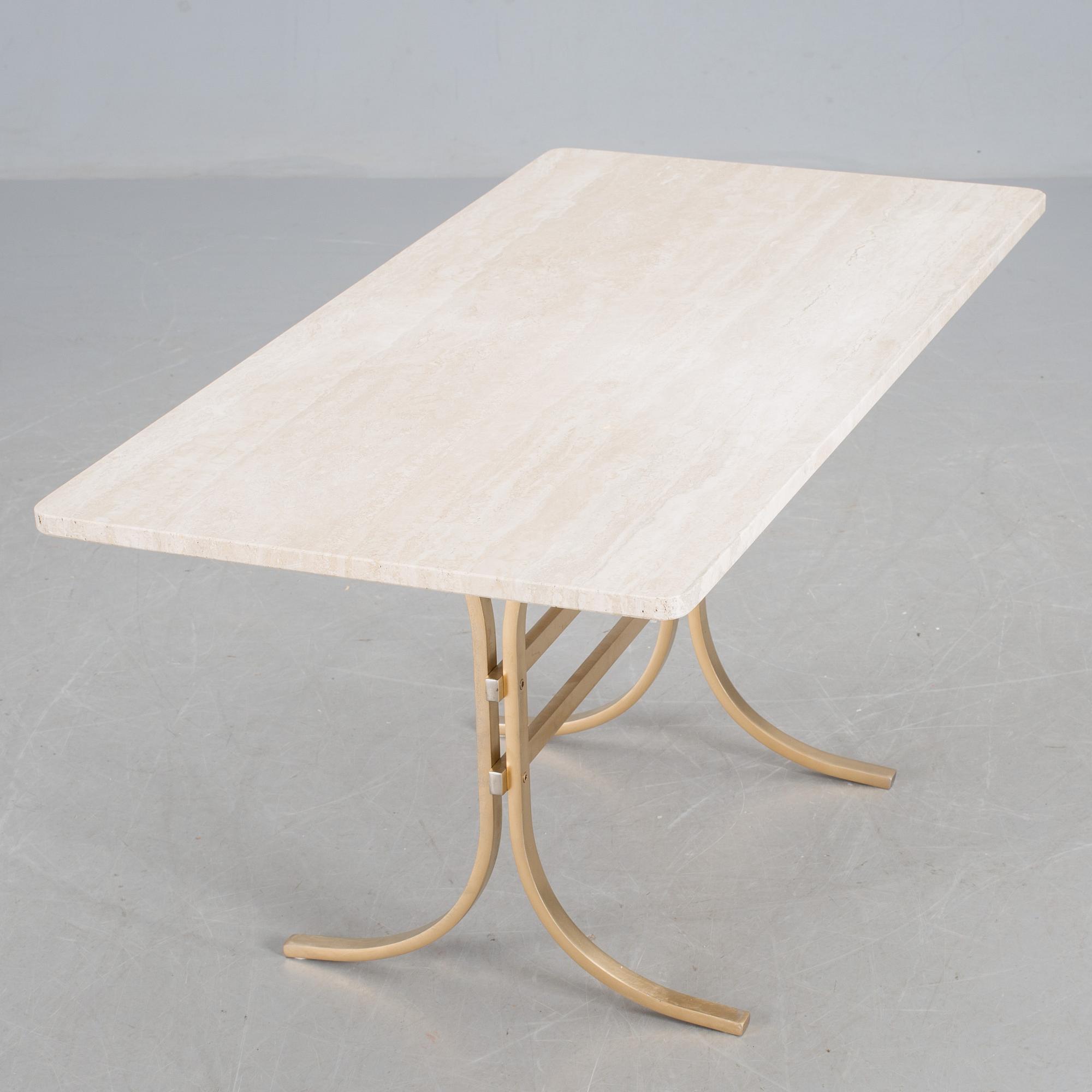 SOFFBORD, metall och travertin, 1900-talets senare del.