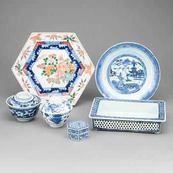 PARTI PORSLIN, 6 delar, Kina resp Japan, 1800-1900-tal.