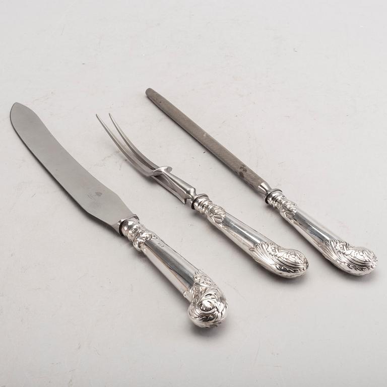 Mulberry, Trancherbestick, 3 delar, nysilver.