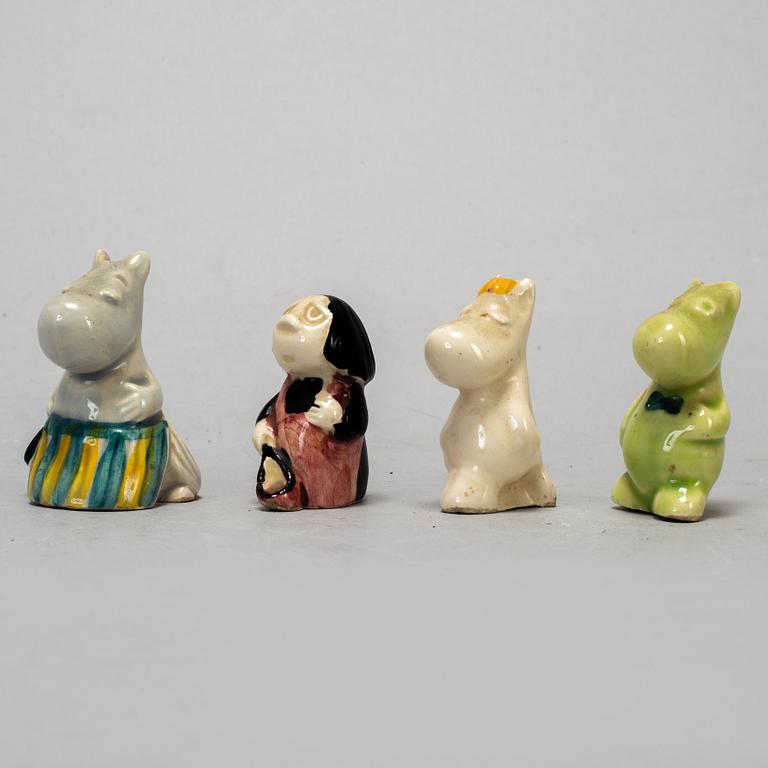 SIGNE HAMMARSTEN-JANSSON, eight ceramic Moomin figurines from Arabia, Finland, 1950's.